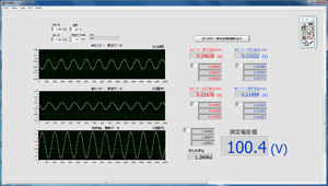 100V印加時の波形データの画面